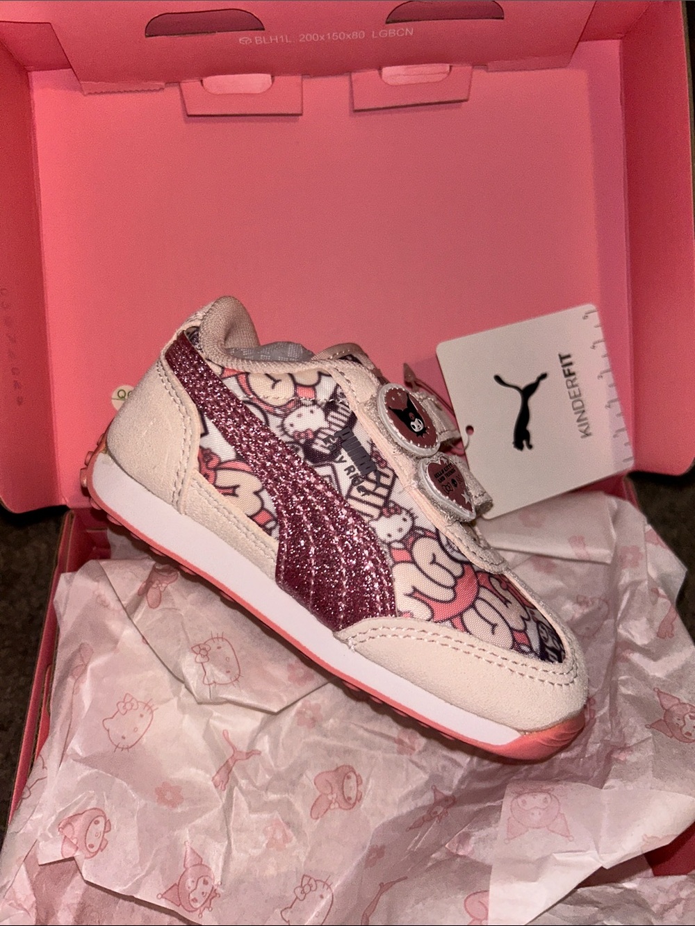 Puma Kids Pink Glitter Hello Kitty Accent Sneaker